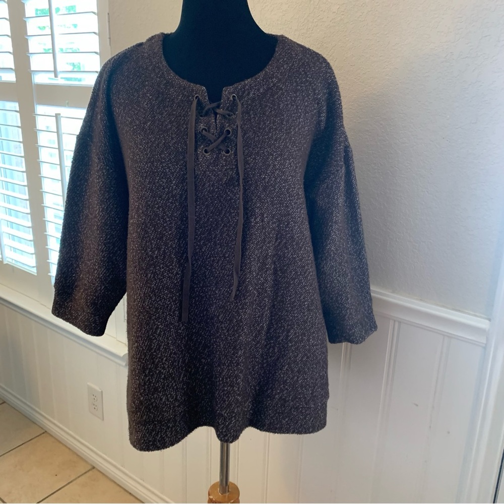 Lands' End Women's Brown Lace-Up sweater/sweatshirt